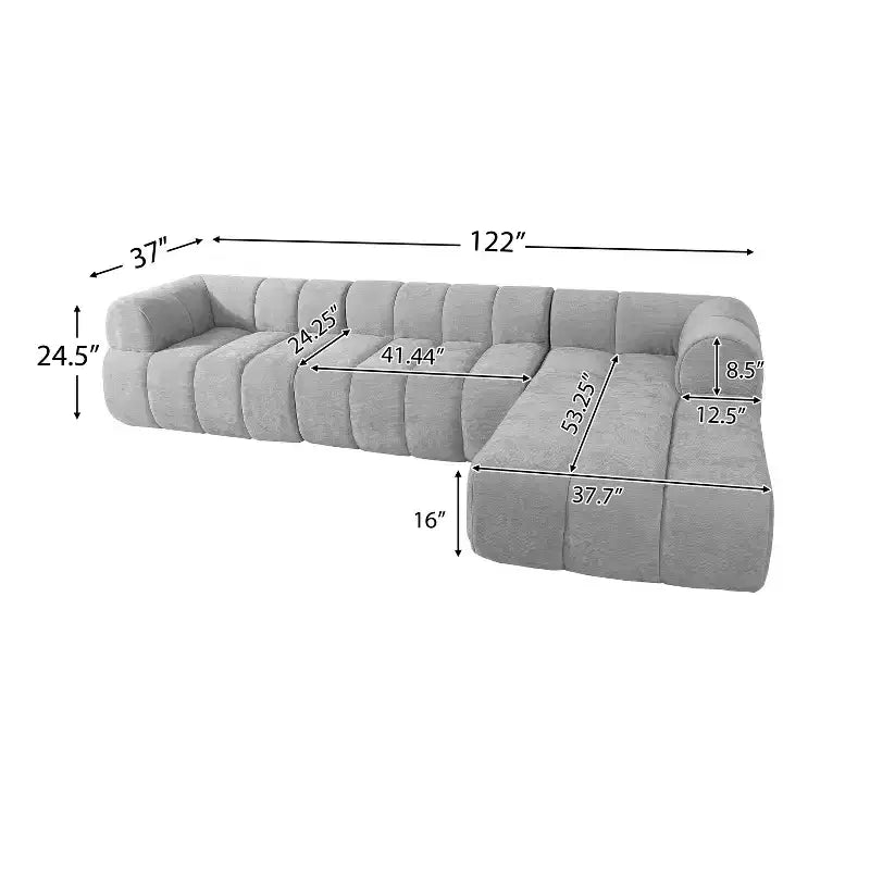 Christopher Knight Home Keri 122 Modernes L-förmiges Polsterecksofa aus hochdichtem Schaumstoff mit niedriger Rückenlehne