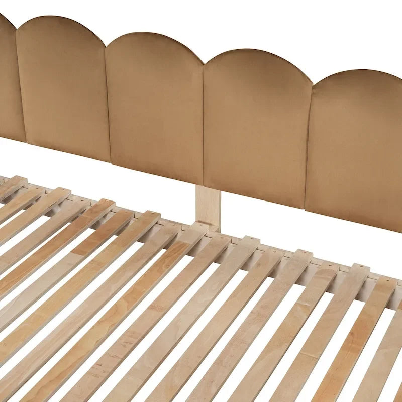 Massivholz-Spielhaus-Plattformbett, Montessori-Bettrahmen mit gewölbtem Dach und Ausziehbett für Mädchen und Jungen