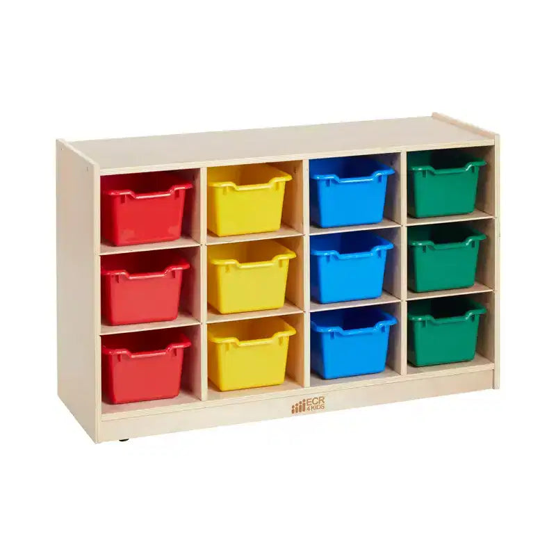 Mobiler Cubby-Schrank mit 15 offenen Behältern, 3x4, Kindermöbel