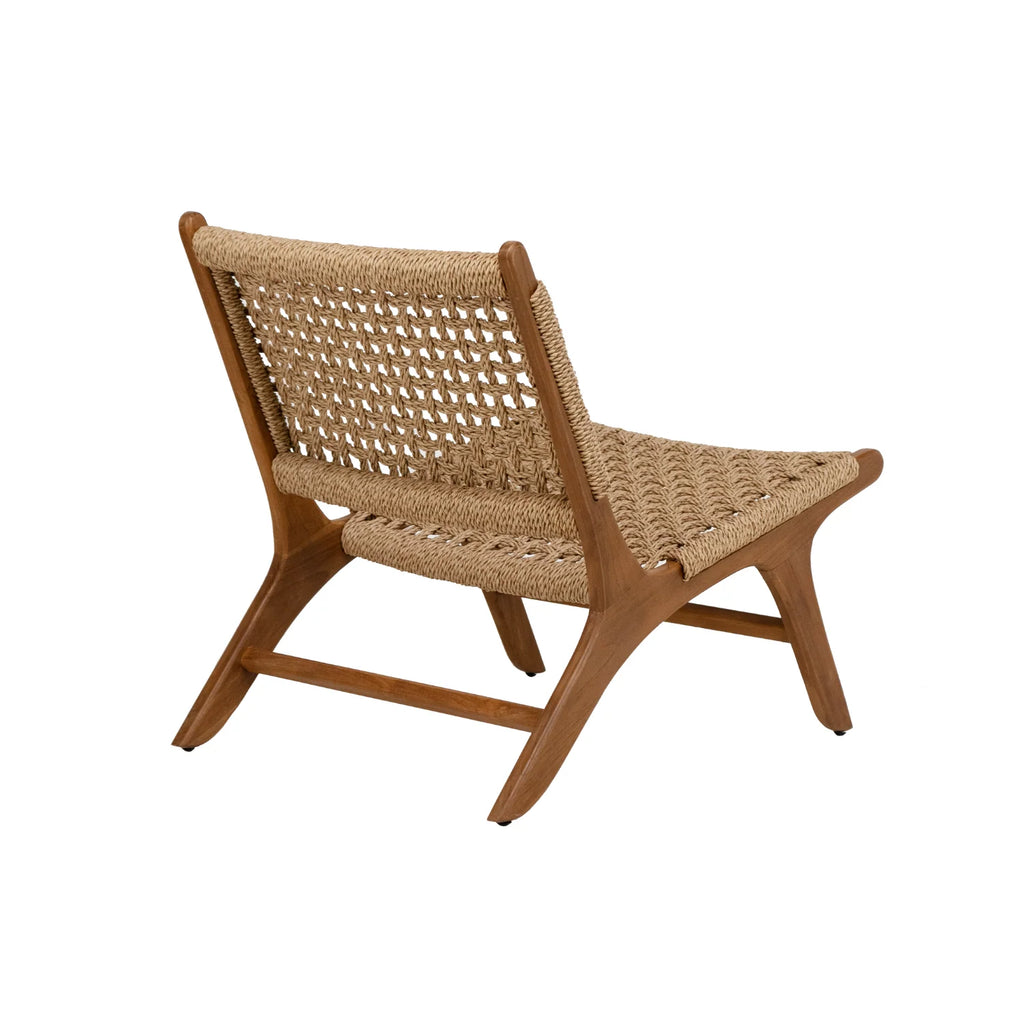 Rustikaler Teakholz-Loungesessel mit Geflecht - Outdoor