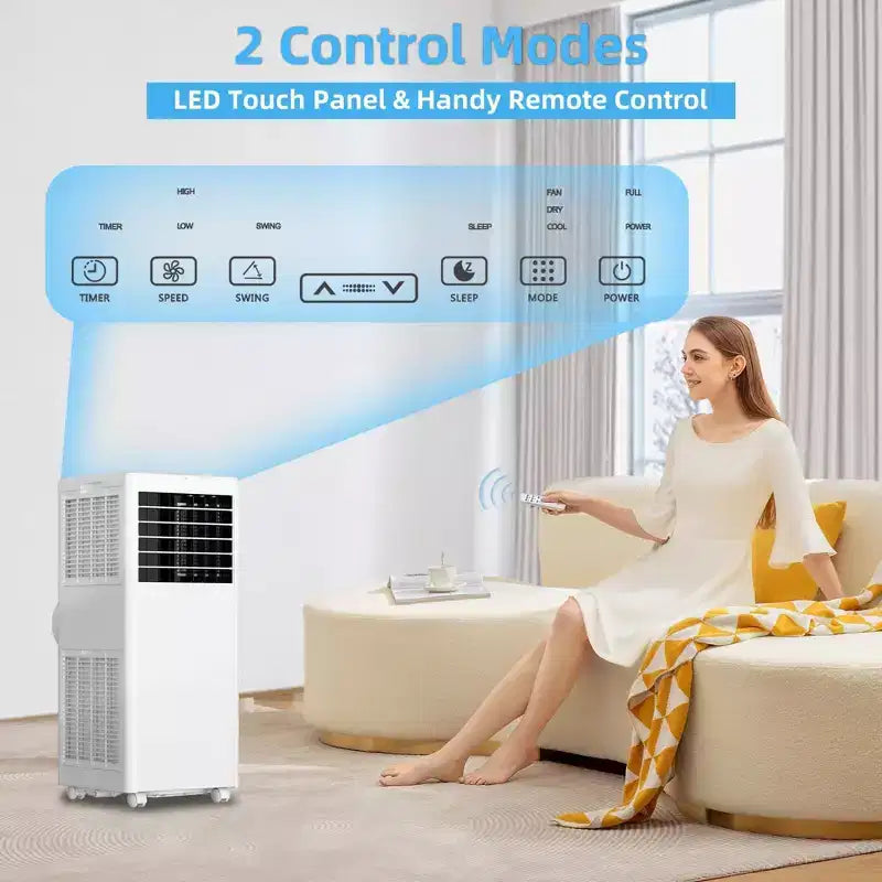 8.000 BTU mobile Klimaanlage – 3-in-1 Kühlung, Entfeuchter & Ventilator für 32 m² mit Schlafmodus & 1 Jahr Garantie