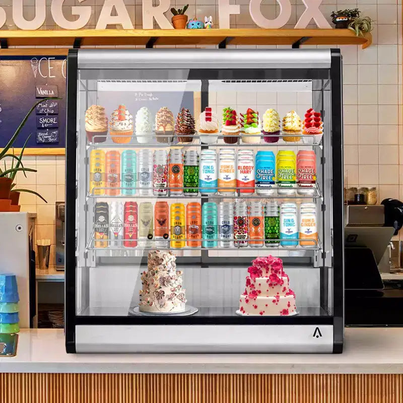 Gewerblicher Display-Kühlschrank 195 L, gekühlte Thekenvitrine mit LED-Beleuchtung für Bäckerei, Café, 110 V/190 W