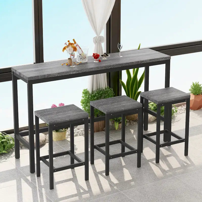 Stehtisch-Set mit 3 Hockern