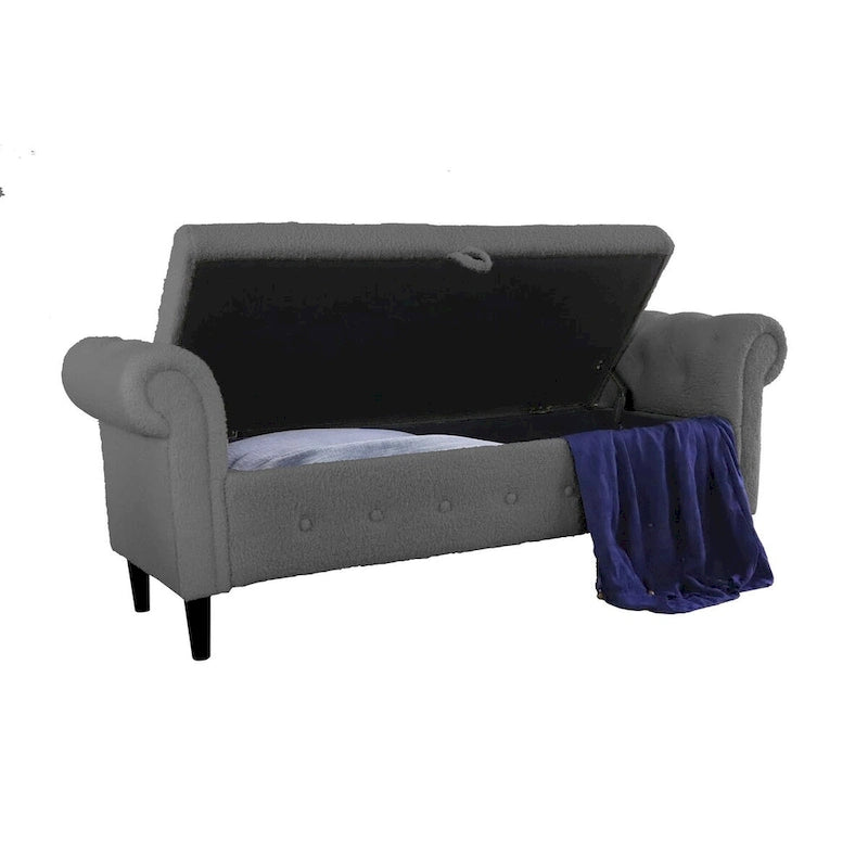 Sitzbank für Schlafzimmer, am Fußende des Bettes, mit gerollten Armlehnen, Samt-Ottomane, lange Bank