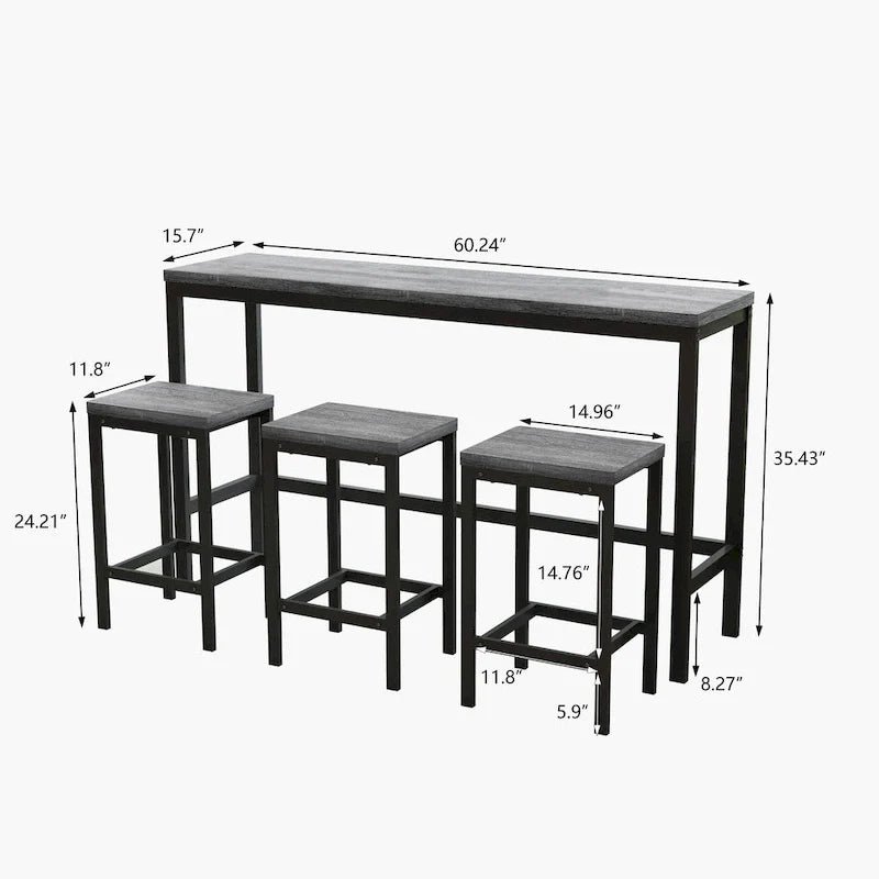 Stehtisch-Set mit 3 Hockern