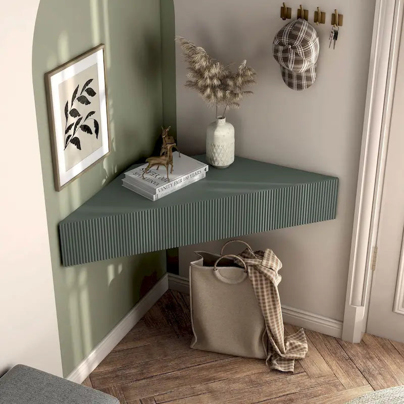 47 Eck-TV-Schrank, schwebend, 3 Ablagen, Transitional Style, platzsparende Wandmontage