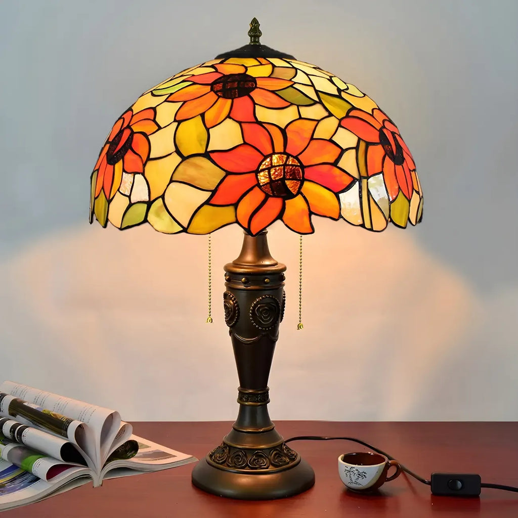 HomeyFad 2-Flammige Vintage-Tischleuchte mit Glasschirm aus Edelstahl