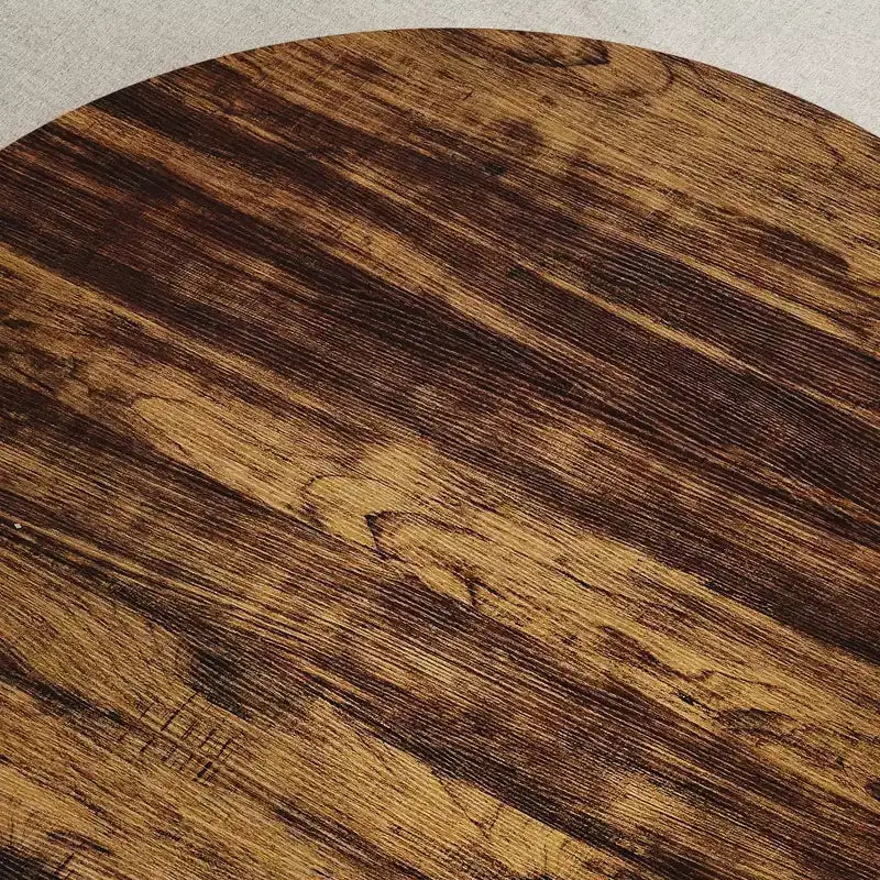 30 Zoll runder industrieller Couchtisch, 2-stöckig mit verstellbaren Füßen, Holzmaserungsablage, Flammendesign, einfache Montage, Wohnzimmer