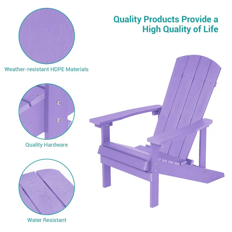 Bonosuki Wetterfeste Outdoor-Adirondack-Stühle aus Holz – 4er-Set