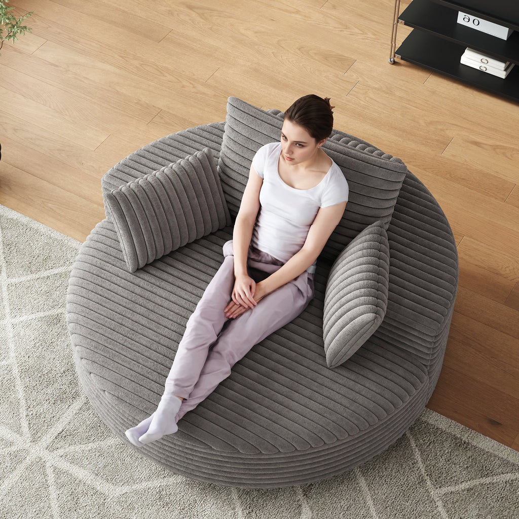 Einzelsessel aus Kord-Chenille-Schaumstoff, drehbar