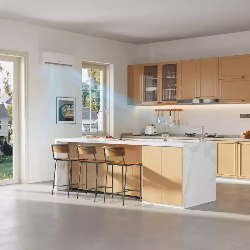 Extrem leise 42 dB | 12000 BTU 19 SEER Kanallose Mini-Split Klimaanlage mit Wärmepumpe | 3-in-1 Kühlen, Heizen & Entfeuchten | 230V Weißes Inverter-AC-System