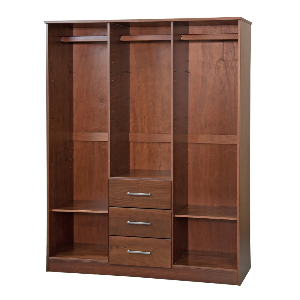 Palace Imports 100% Massivholz Cosmo 3-Türiger Kleiderschrank mit Massivholz- oder Spiegeltüren