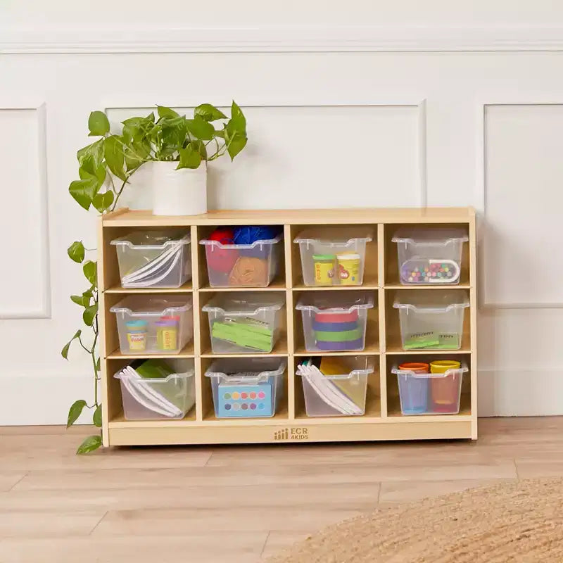 Mobiler Cubby-Schrank mit 15 offenen Behältern, 3x4, Kindermöbel