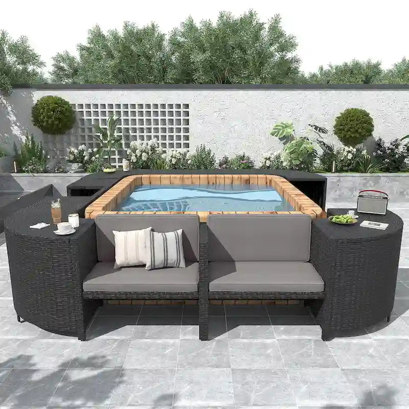Spa-Umrandung Spa-Rahmen Quadratisches Outdoor-Rattan-Sofa-Set