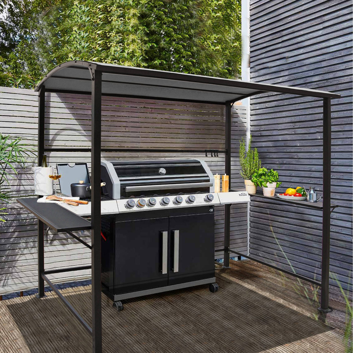 Outdoor-Grillpavillon mit Stahlrahmen, 1,5 m x 2,4 m