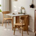 GDFStudio Agatha Moderner Massivholz-Klapptisch für 4-6 Personen mit Rock Slab Platte