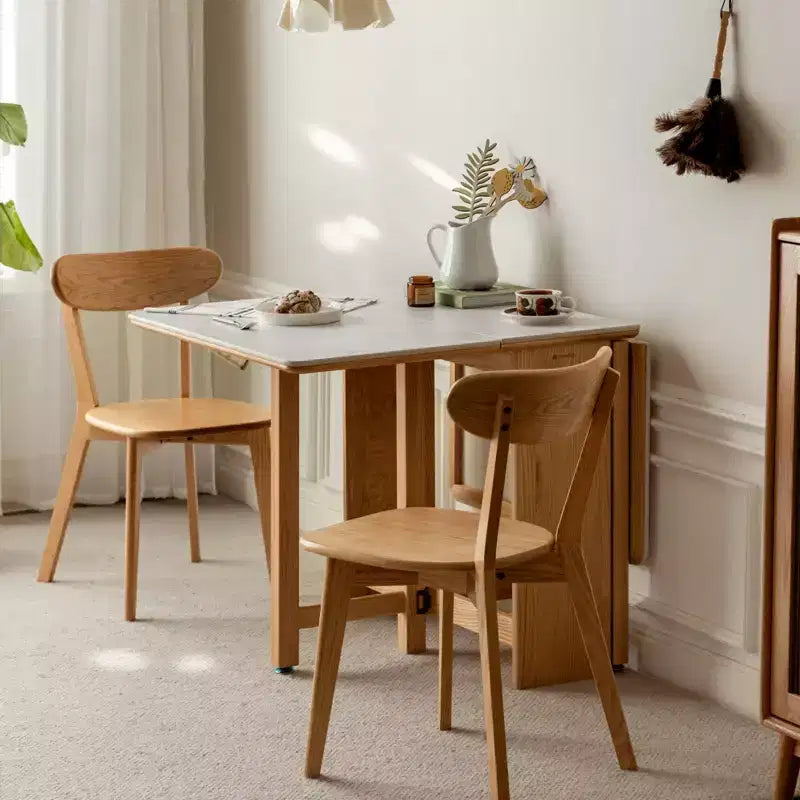 GDFStudio Agatha Moderner Massivholz-Klapptisch für 4-6 Personen mit Rock Slab Platte