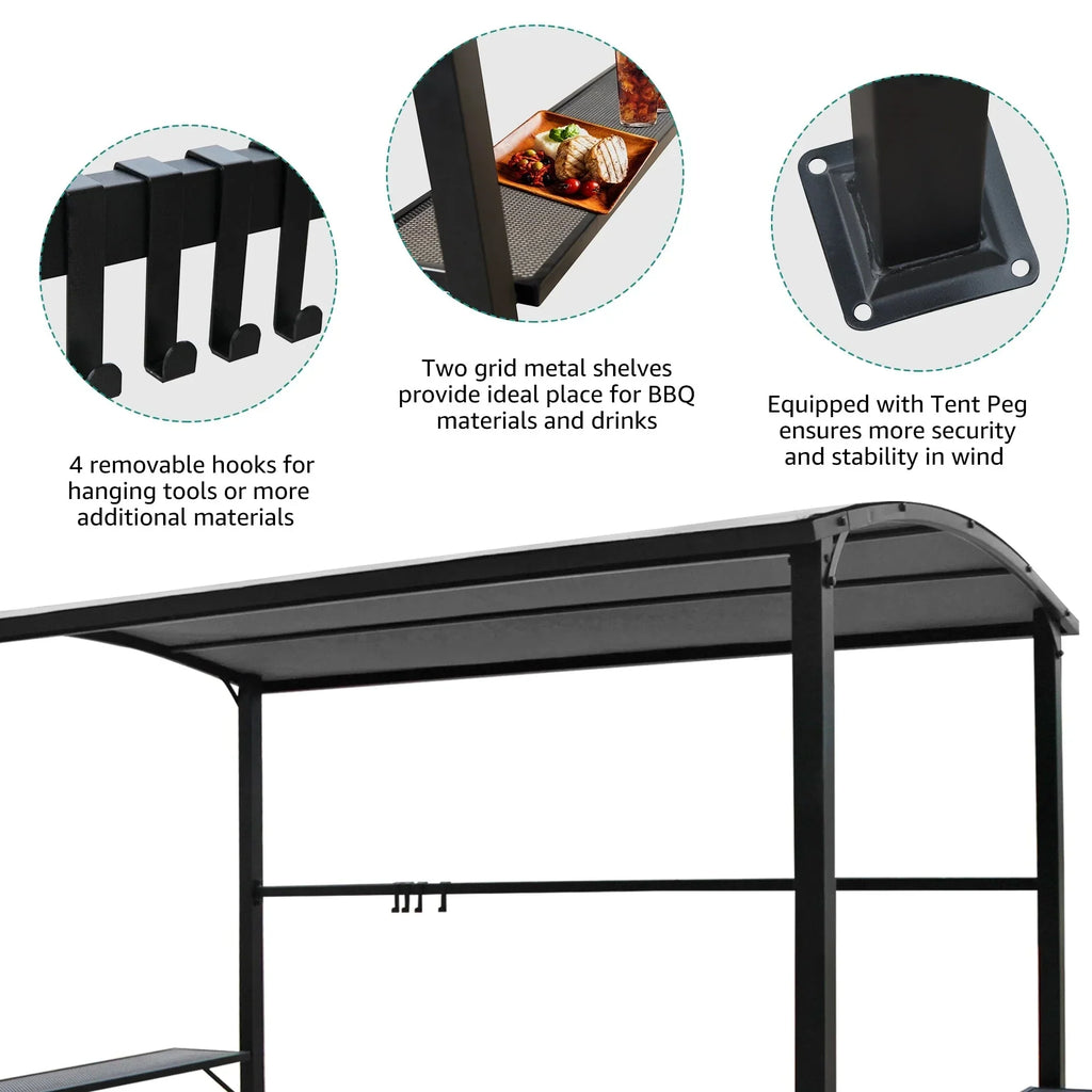 Outdoor-Grillpavillon mit Stahlrahmen, 1,5 m x 2,4 m