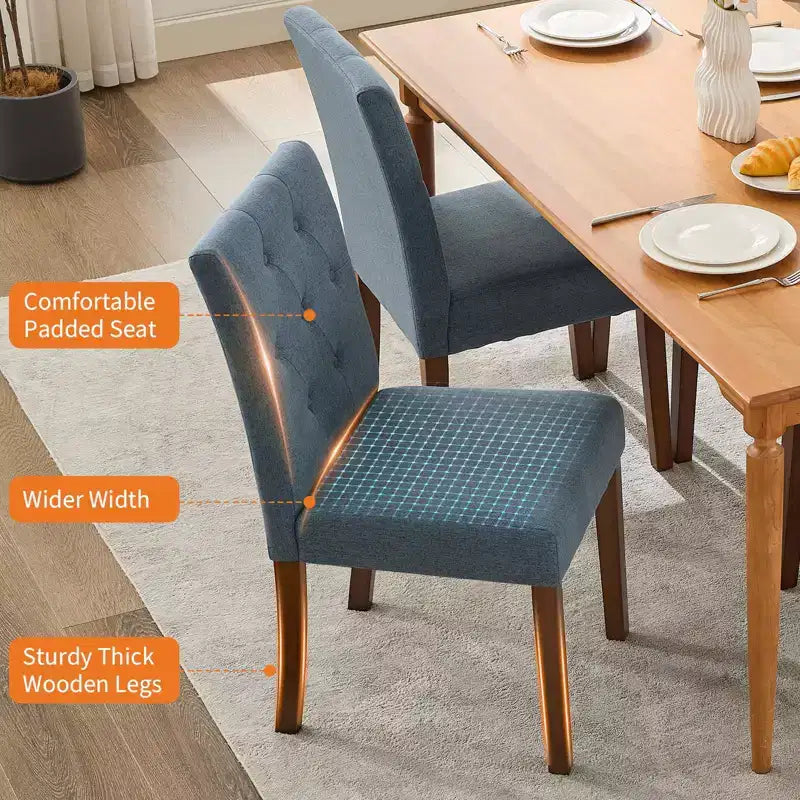 Parsons Esszimmerstühle mit Knopfheftung, 6er/4er-Set – Polsterstühle aus Stoff mit Holzbeinen & gepolsterten Sitzen – Wohnzimmer- und Küchenmöbel