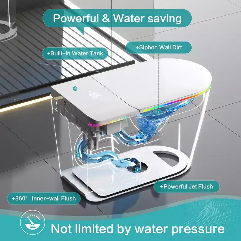Dyonery Smart Toilet, spülrandlos, einteilig mit Schaumbarriere, automatischem Deckelöffner/-schließer, beheiztem Bidet & Trockner, LED-Nachtlicht, automatischer Spülung