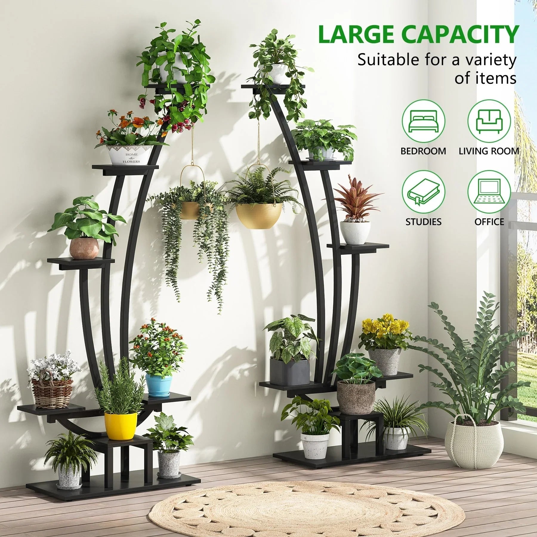Pflanzenständer für den Innenbereich, 6-stöckiges Blumenregal für Haus und Garten – 2er-Set