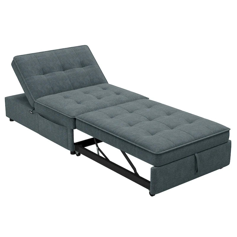 72.5 Leinen 4-in-1 3-Sitzer Schlafsofa mit 5-fach verstellbarer Rückenlehne und Aufbewahrungstasche