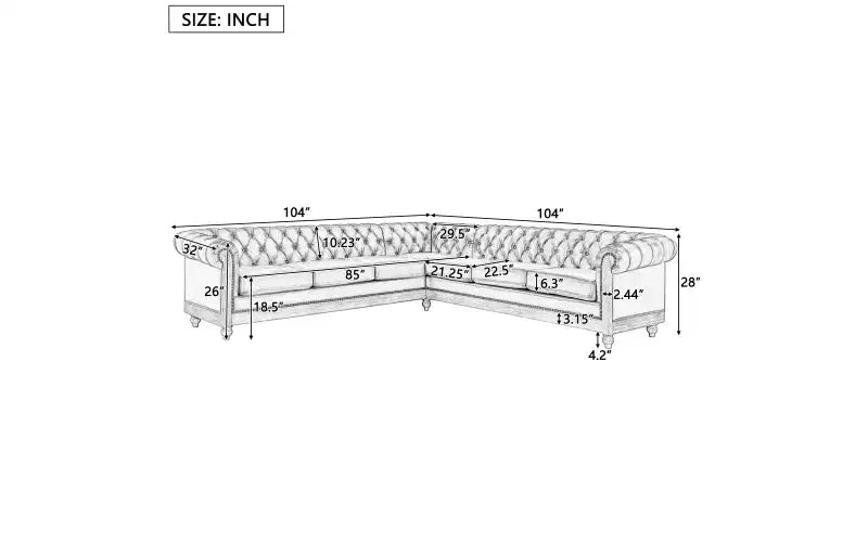 Mirod Großes Retro-Ecksofa mit Holzfüßen, bequemes Moduldesign für Wohnzimmer, Lounges und Familienbereiche