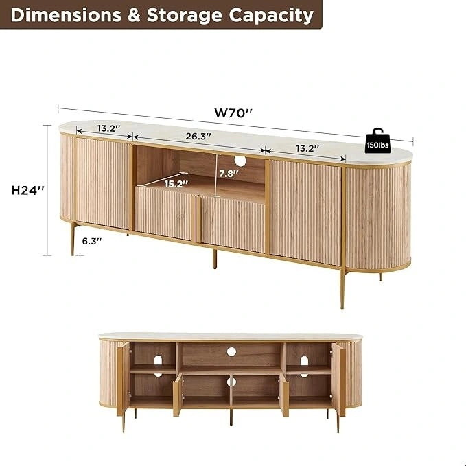 Moderner Luxus-TV-Ständer, Entertainment-Center, mit Kunstmarmorplatte