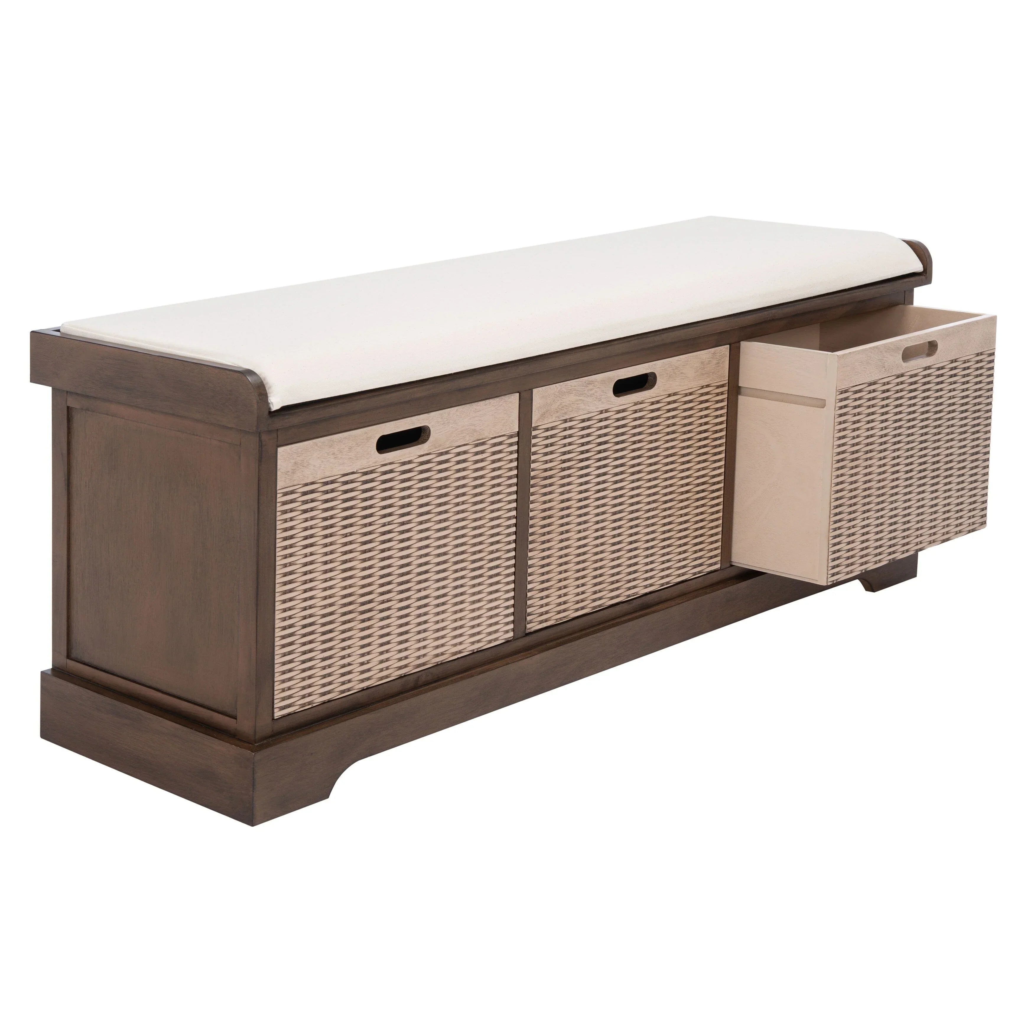 SAFAVIEH Fiorello 3-Schubladenbank mit Polsterung – 120 B x 38 T x 48 H cm – 120Bx38Tx48H