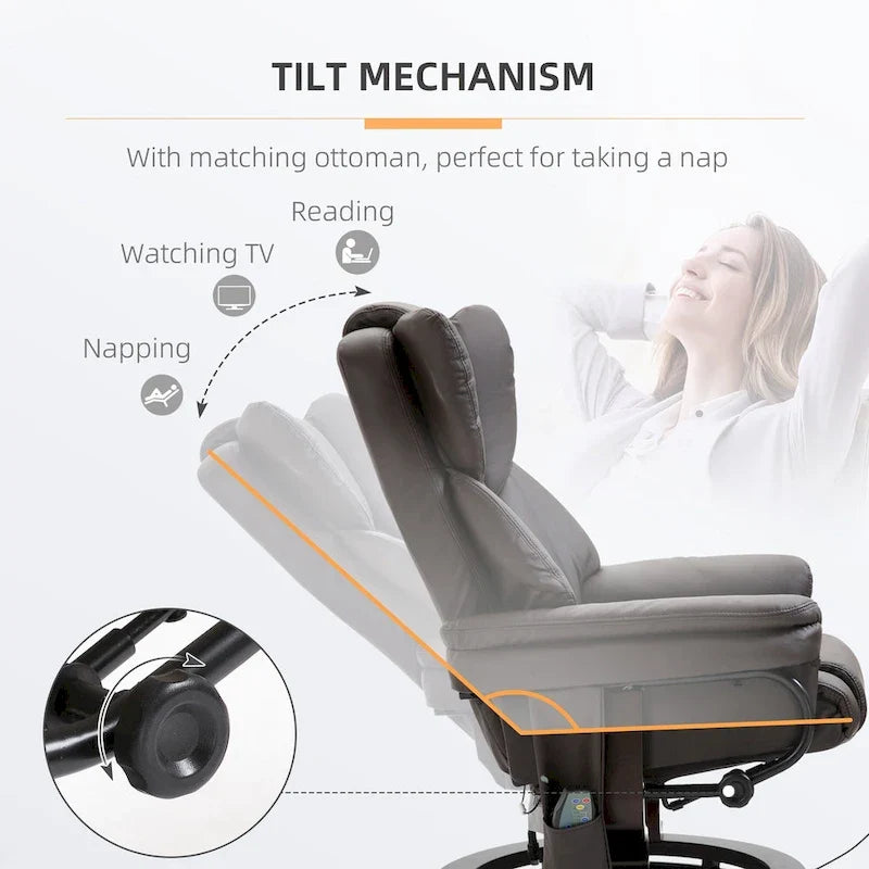HOMCOM Massage-Liegesessel mit Hocker