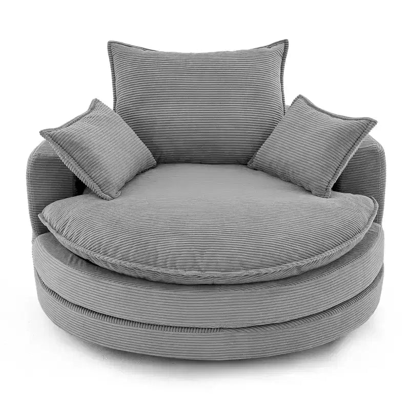360° drehbarer Loungesessel, drehbarer runder Fass-Sessel mit Kissen für das Wohnzimmer