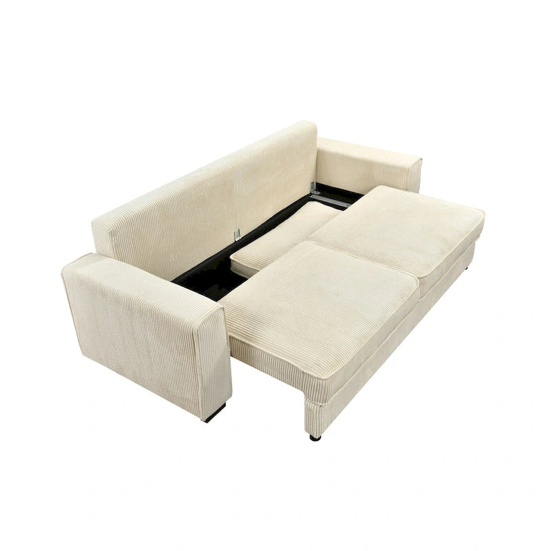 Roomfitters Großes Schlafsofa mit Stauraum, Modernes 3-Sitzer Couchmöbel, Gepolstertes Rückensofa für kleine Räume