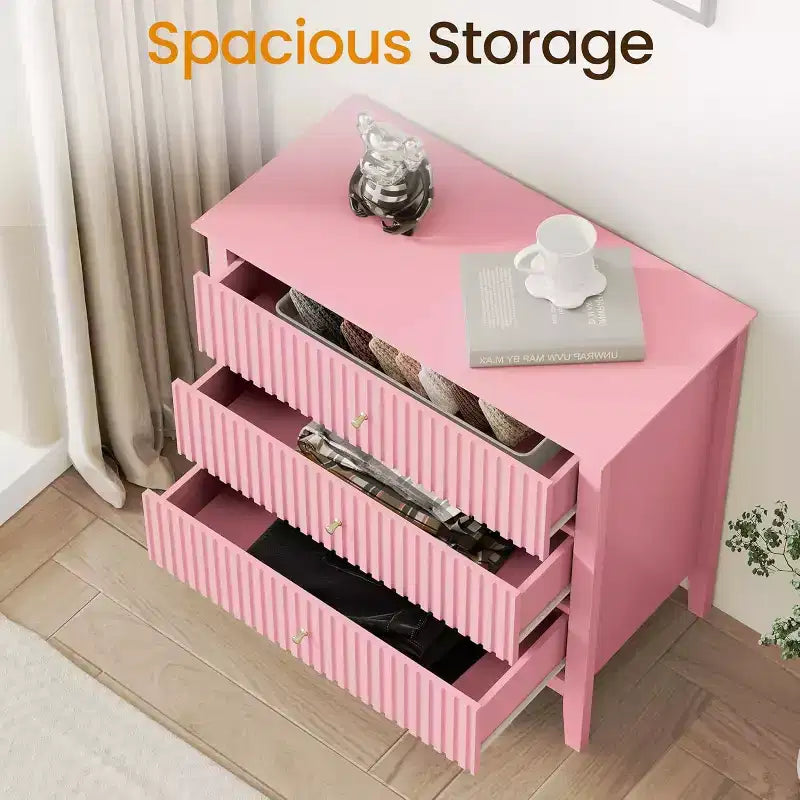 Heynemo Kommode mit 3 Schubladen, lackiert, 76 cm hoher Holz-Nachttisch mit Stauraum, breite moderne Kommode mit Kugelauszug