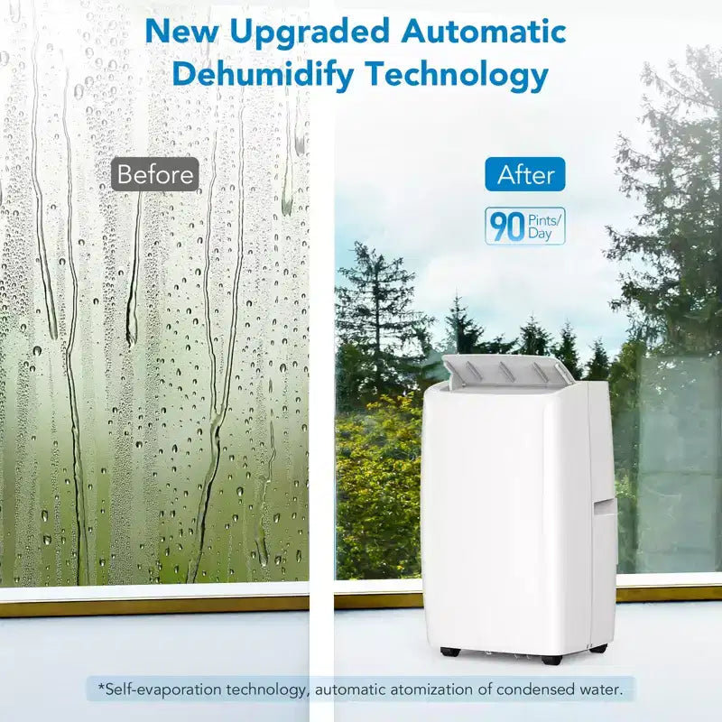 10000 BTU tragbare Klimaanlage, Heim-AC/Klimaanlage mit Fernbedienung für Räume bis zu 42 qm, 3-in-1-Funktionen/24-Stunden-Timer/Lenkrollen