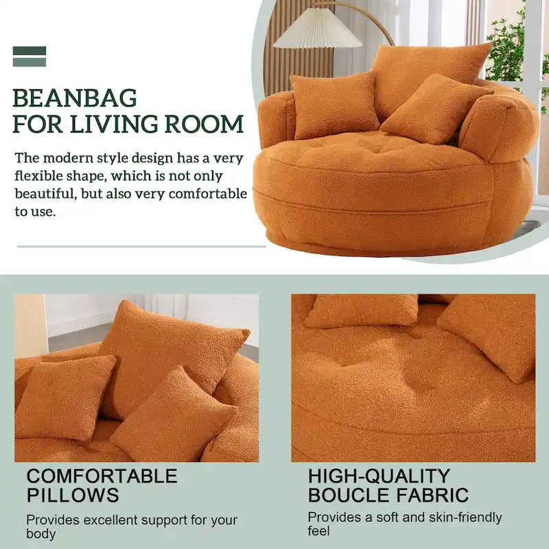Rundes Lazy Sofa – Weiß/Blau/Grau/Gelb/Orange/Rosenrot/Marineblau/Grün, Einzel- und Doppel-Sitz