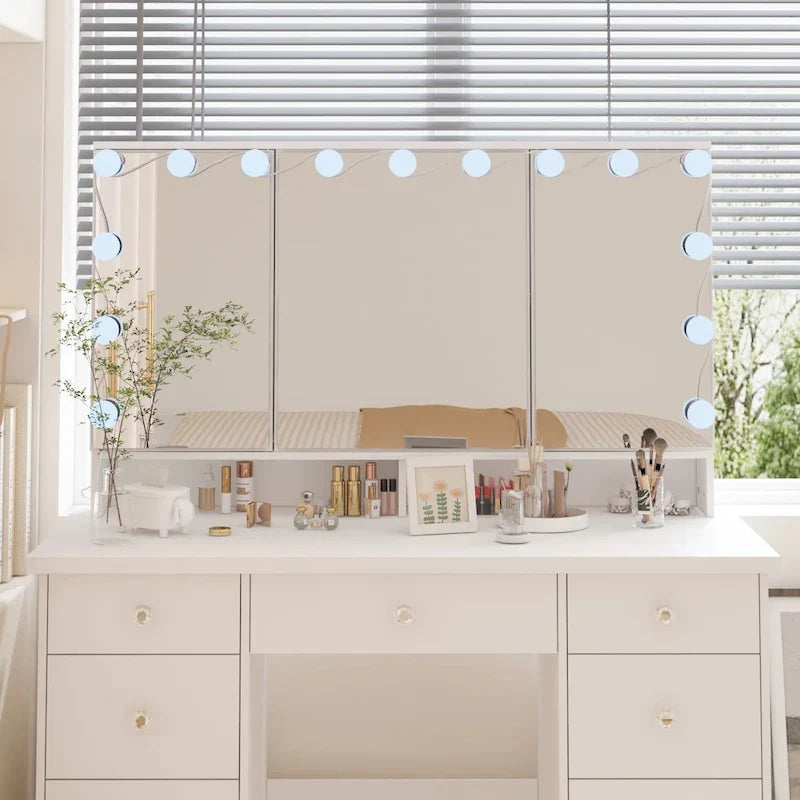 Luxuriöser LED-Schminktisch mit 9 Schubladen Elegante Schminkstation