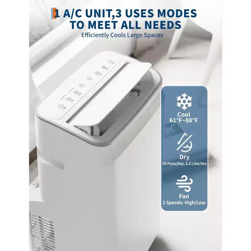 15.000 BTU mobile Klimaanlage, 3-in-1 tragbares Klimagerät mit Entfeuchter & Ventilator, Schlafmodus, Fernbedienung & LED-Panel, kühlt 850 Sq.Ft., leise