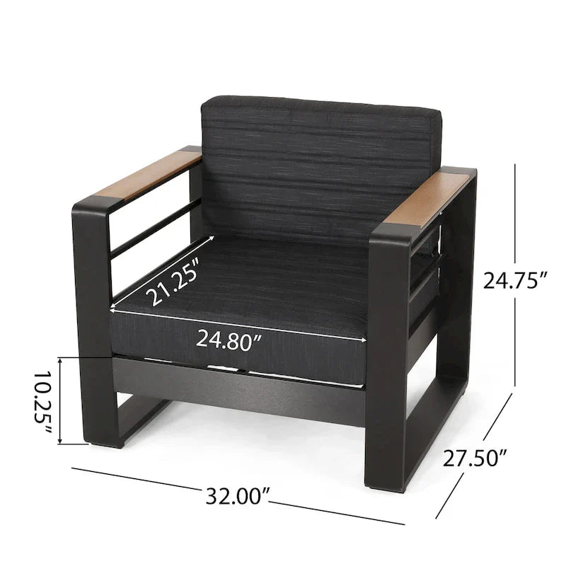 Giovanna Outdoor 7-Sitzer-Loungeset aus Aluminium mit Feuerstelle von Christopher Knight Home