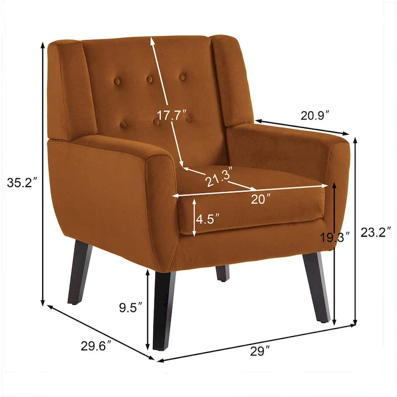 2er-Set Samt-Akzentsessel für Wohnzimmer, Polstersessel