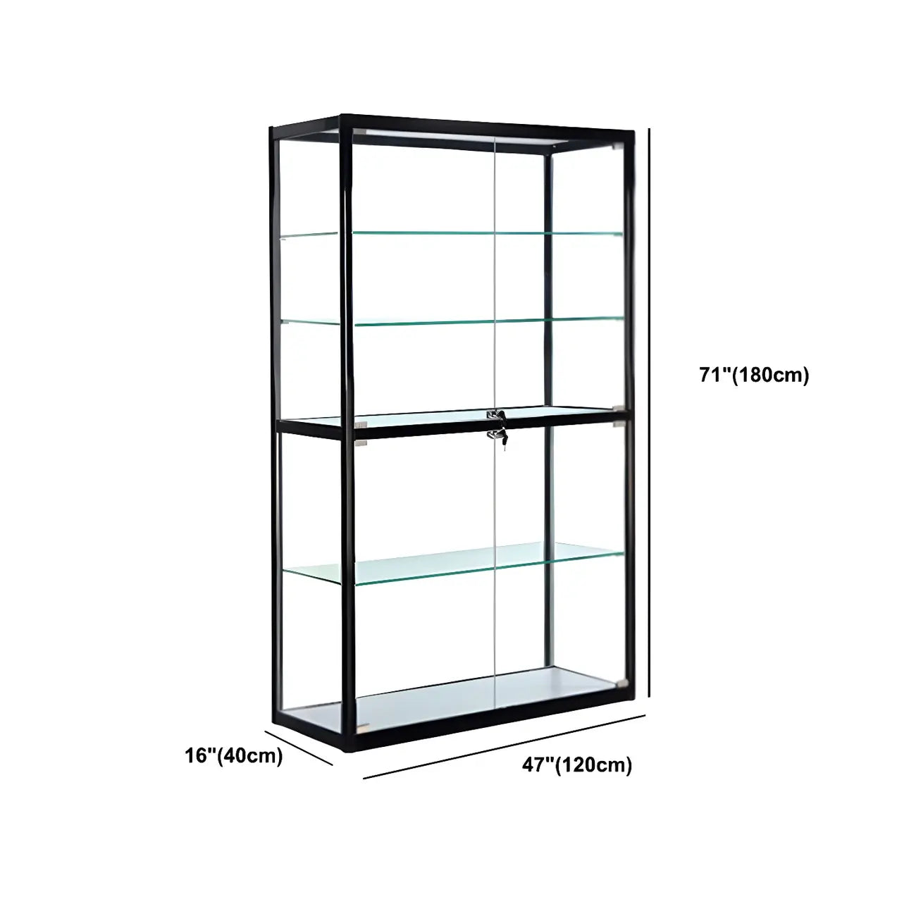 Zeitgenössische rechteckige Vitrine aus schwarzem Glas