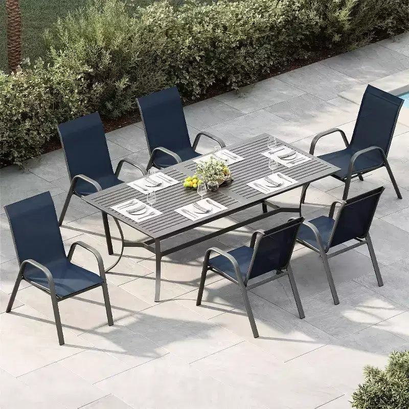 Terrassenstühle, stapelbare Outdoor-Esszimmerstühle, 4er-/6er-Set, wetterfeste, leichte Textilene-Outdoor-Stühle mit Armlehnen für Garten und Pool