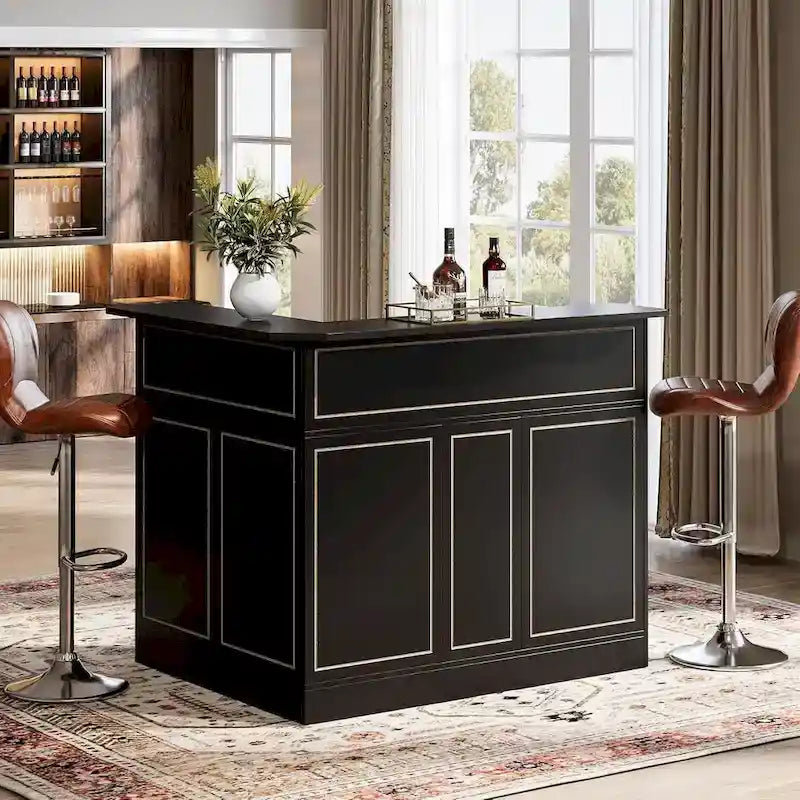 L-förmiger Barschrank mit Gläserhaltern für die Hausbar