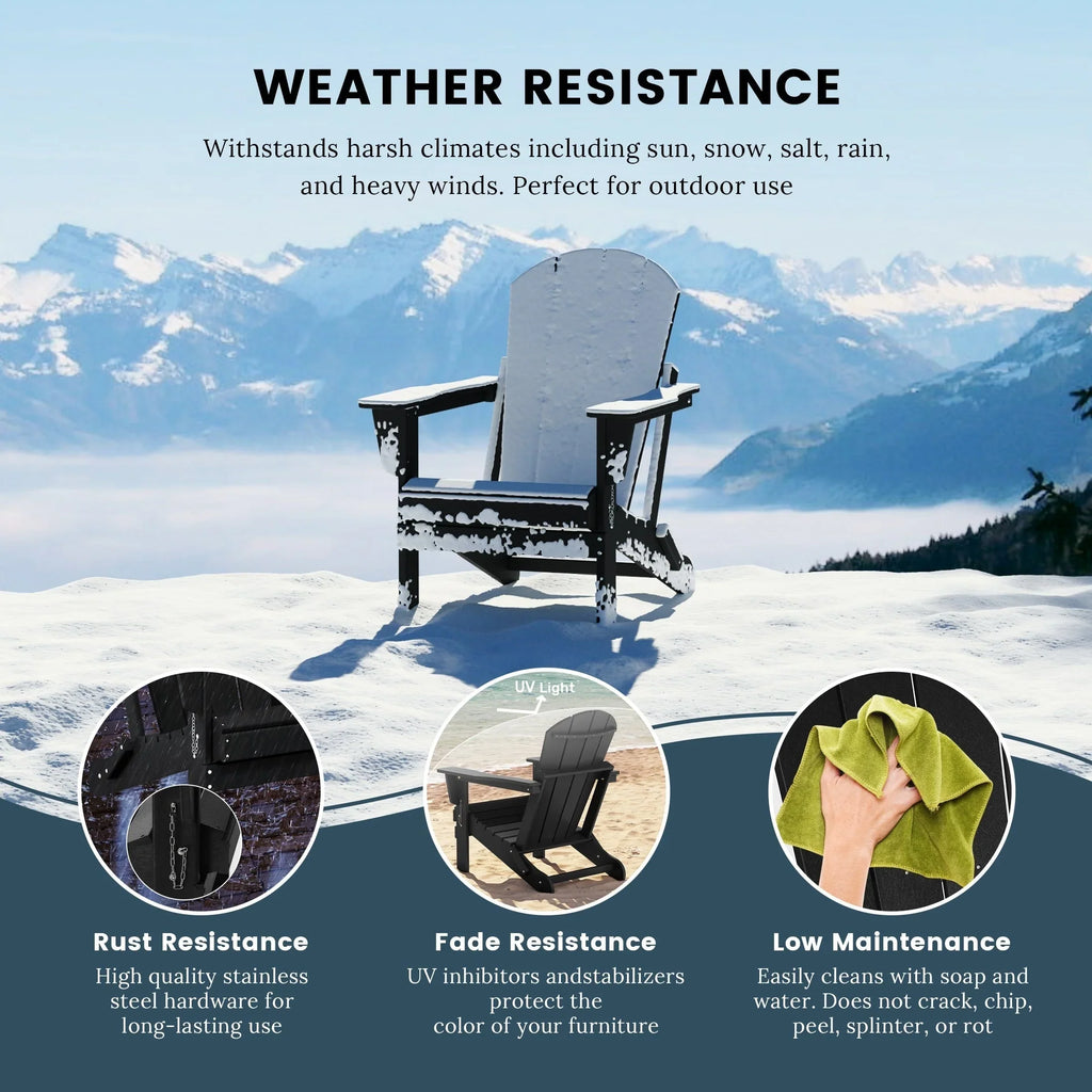 Polytrends Laguna Faltbarer Adirondack-Stuhl für den Außenbereich, wetterfest und lichtbeständig