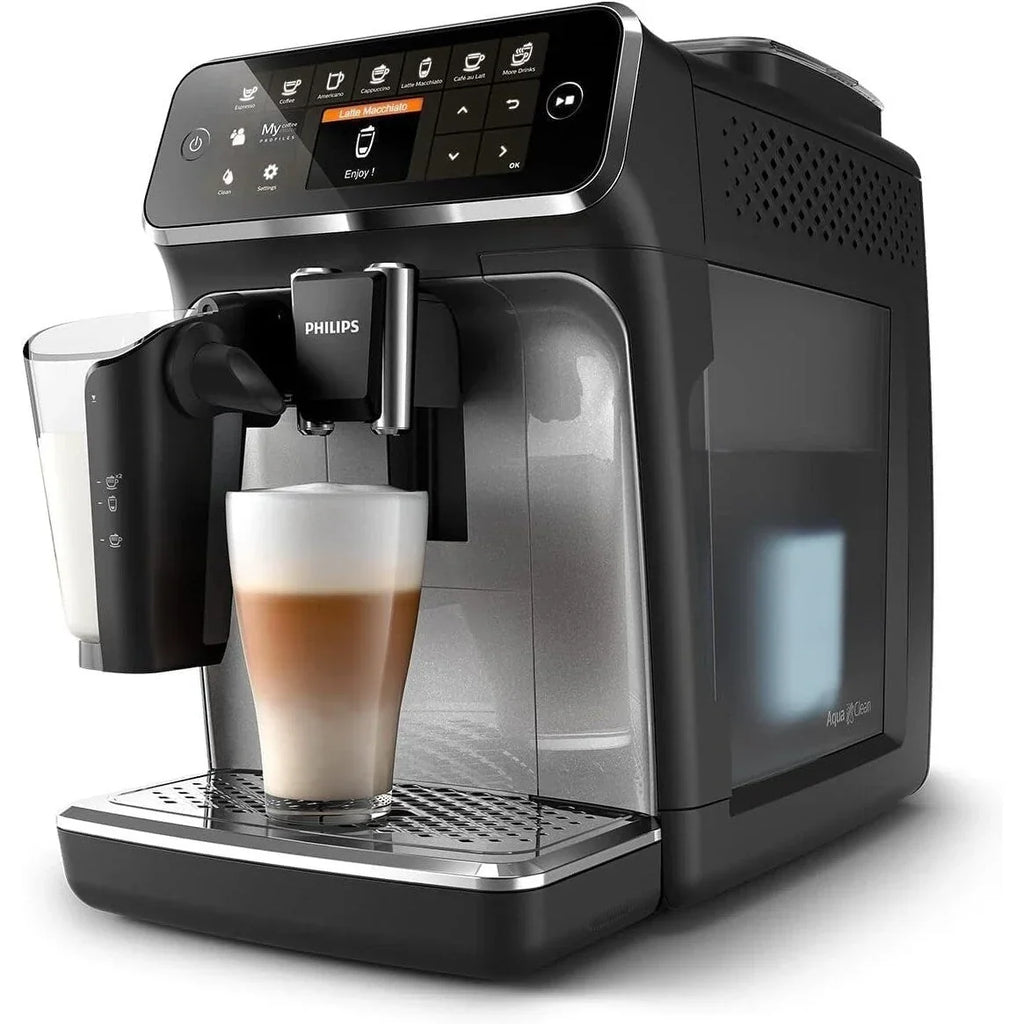 Premium Espressomaschine, 12 heiße/eiskalte Kaffeespezialitäten, LatteGo Milchsystem, Keramikmahlwerk, Schwarz Chrom