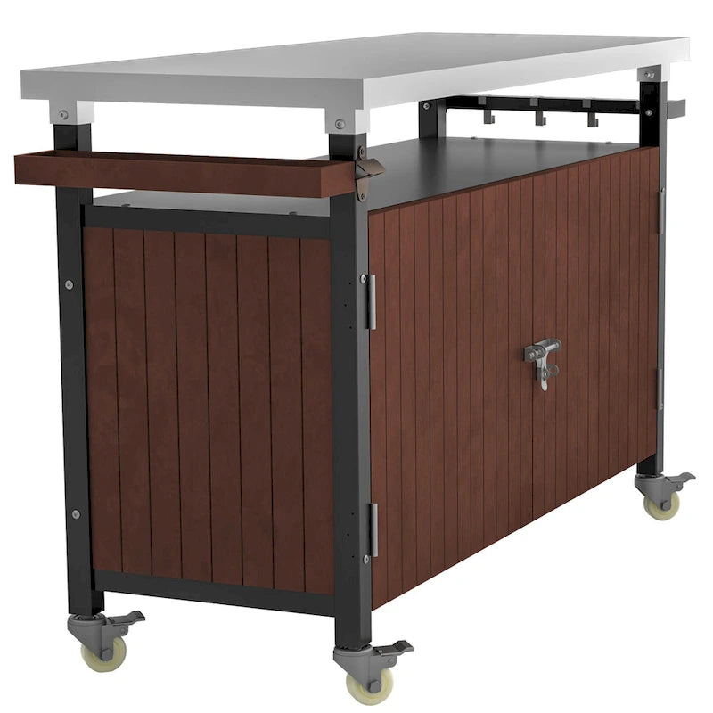 Outdoor-Grillwagen mit Edelstahlplatte (ohne Hocker)