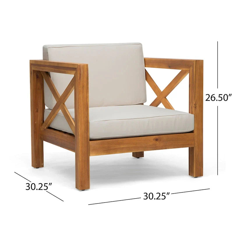 Brava 6-teiliges Loungeset aus Akazienholz von Christopher Knight Home für den Außenbereich