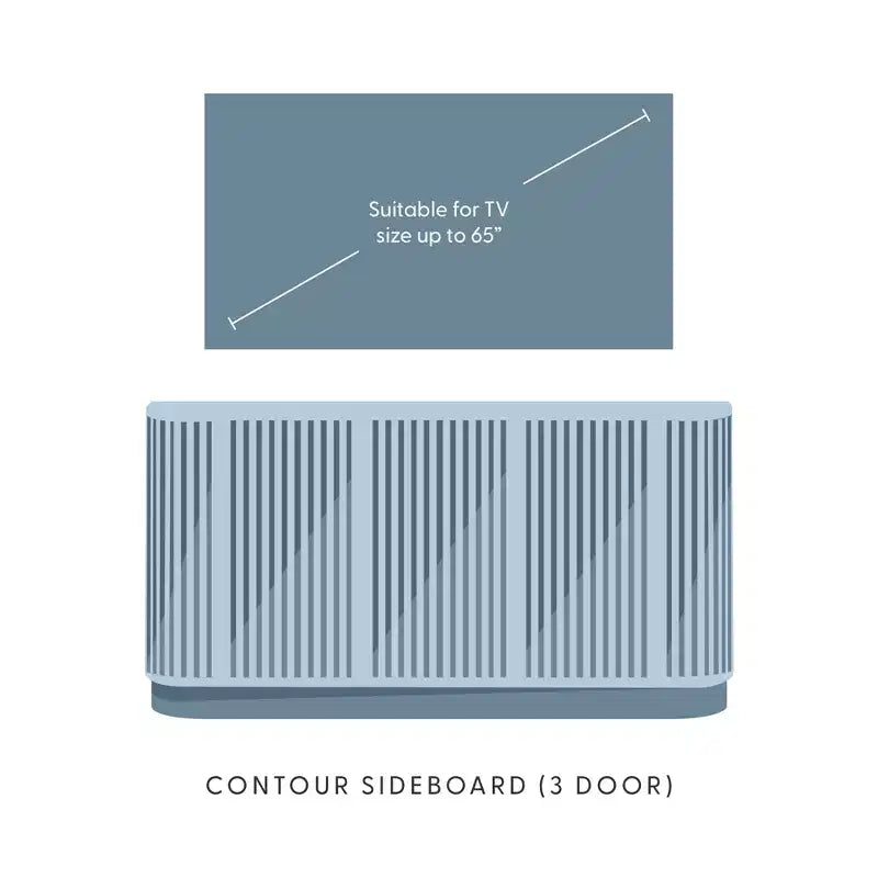 Plank+Beam Contour Massivholz-Sideboard mit 3 Türen, 150 cm TV-Lowboard für Wohnzimmer