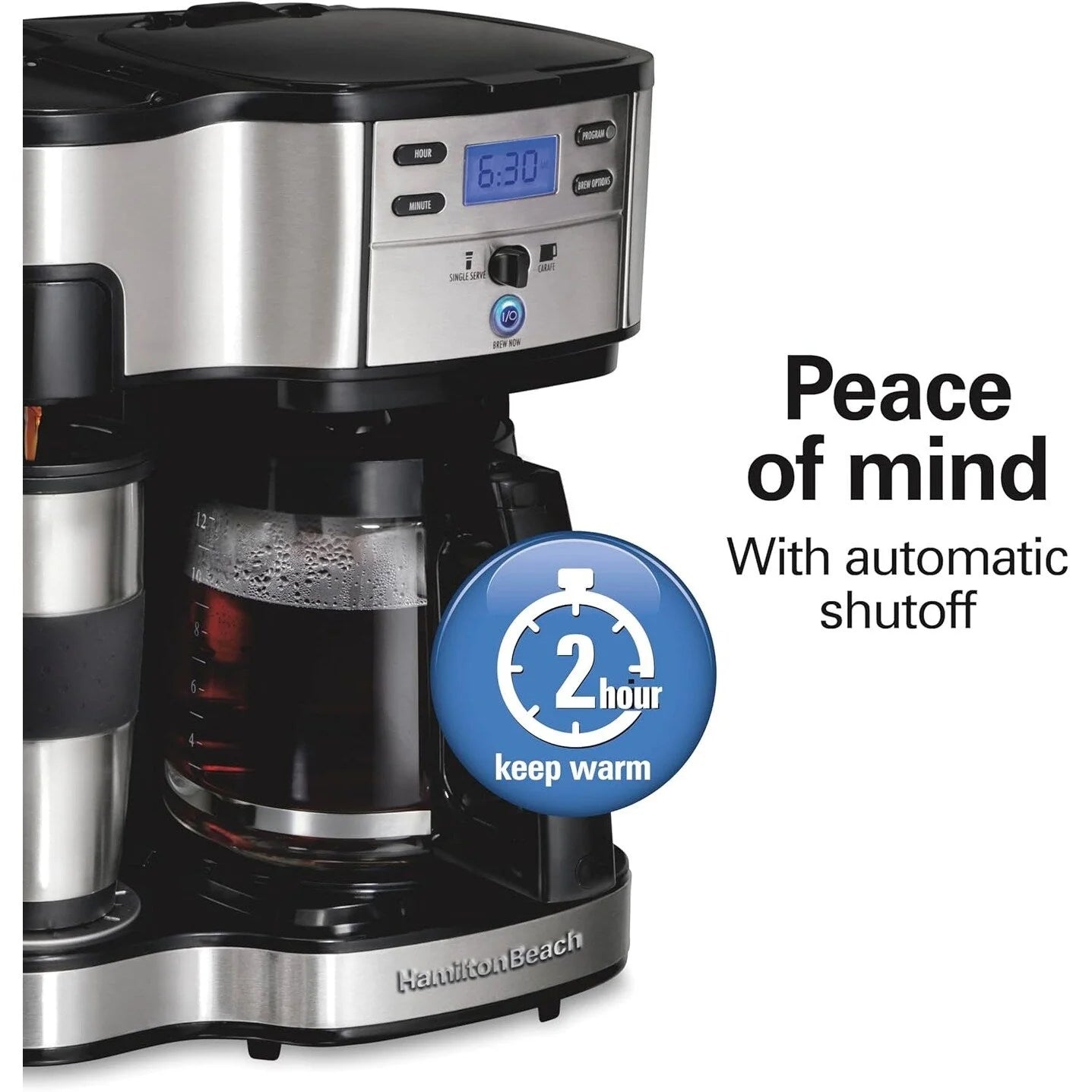 2-in-1 Kaffeemaschine für 12 Tassen & Einzelportion, Glaskanne, automatische Pause- & Ausgießfunktion, Schwarz