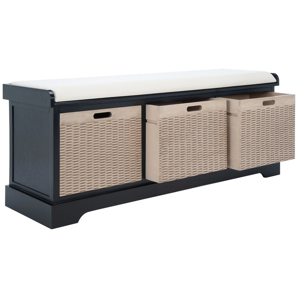 SAFAVIEH Fiorello 3-Schubladenbank mit Polsterung – 120 B x 38 T x 48 H cm – 120Bx38Tx48H