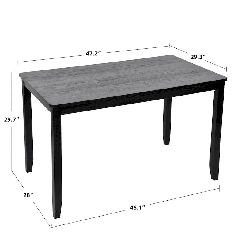 5-teiliges Esszimmerset aus Massivholz 47L (1 Tisch + 4 Stühle mit Sprossenrückenlehne)